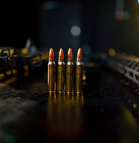 in a professional shooting range on black table gun shop professional equipment introductory briefing